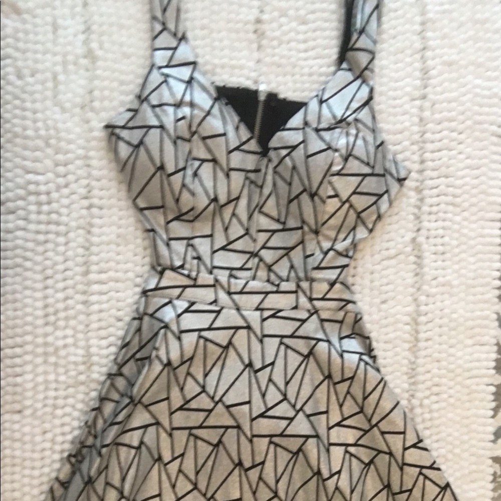 Akira Silver (foil like) skater dress